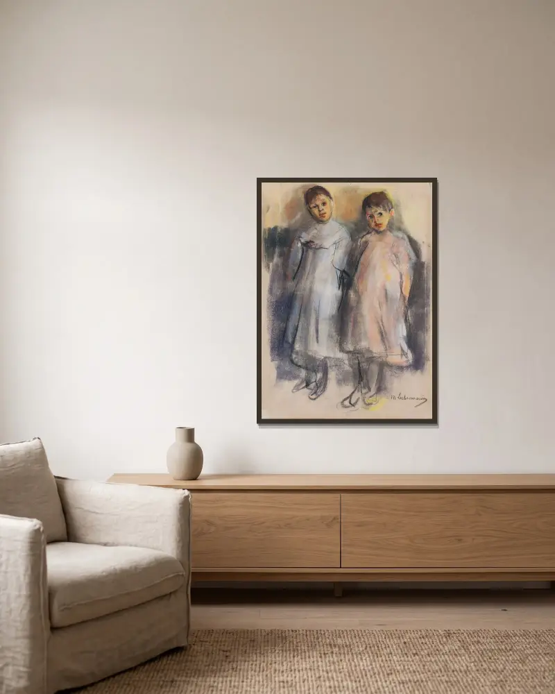 Två små flickor av Max Liebermann inramad på en vägg