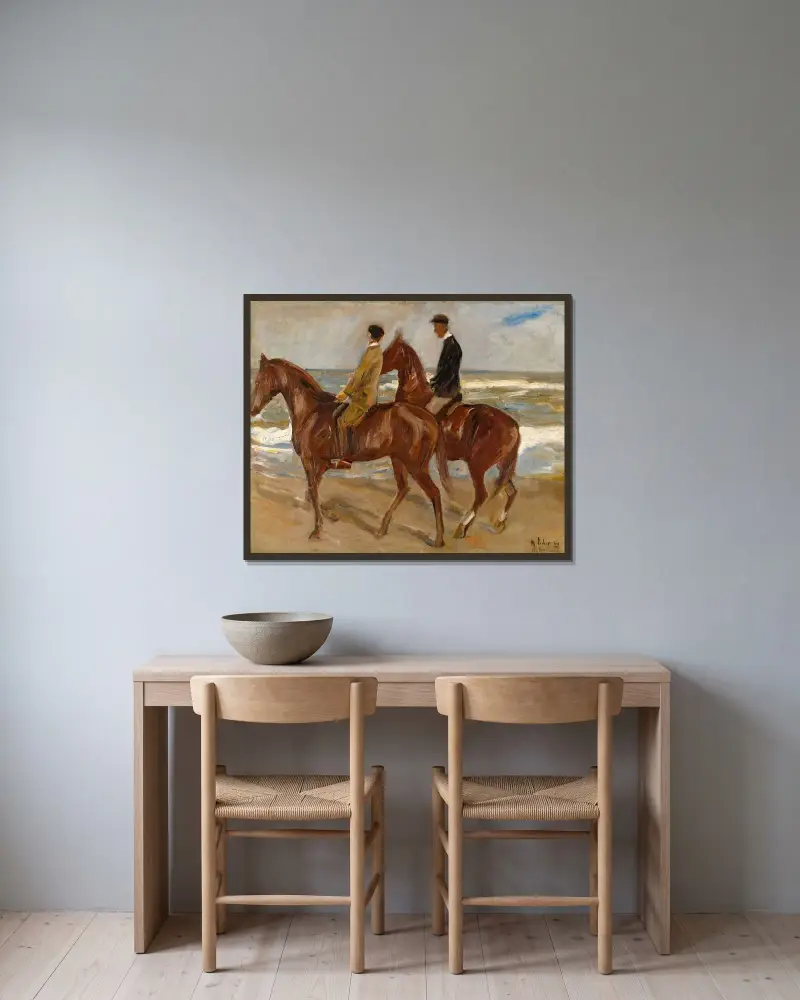Two Riders On The Beach av Max Liebermann inramad på en vägg