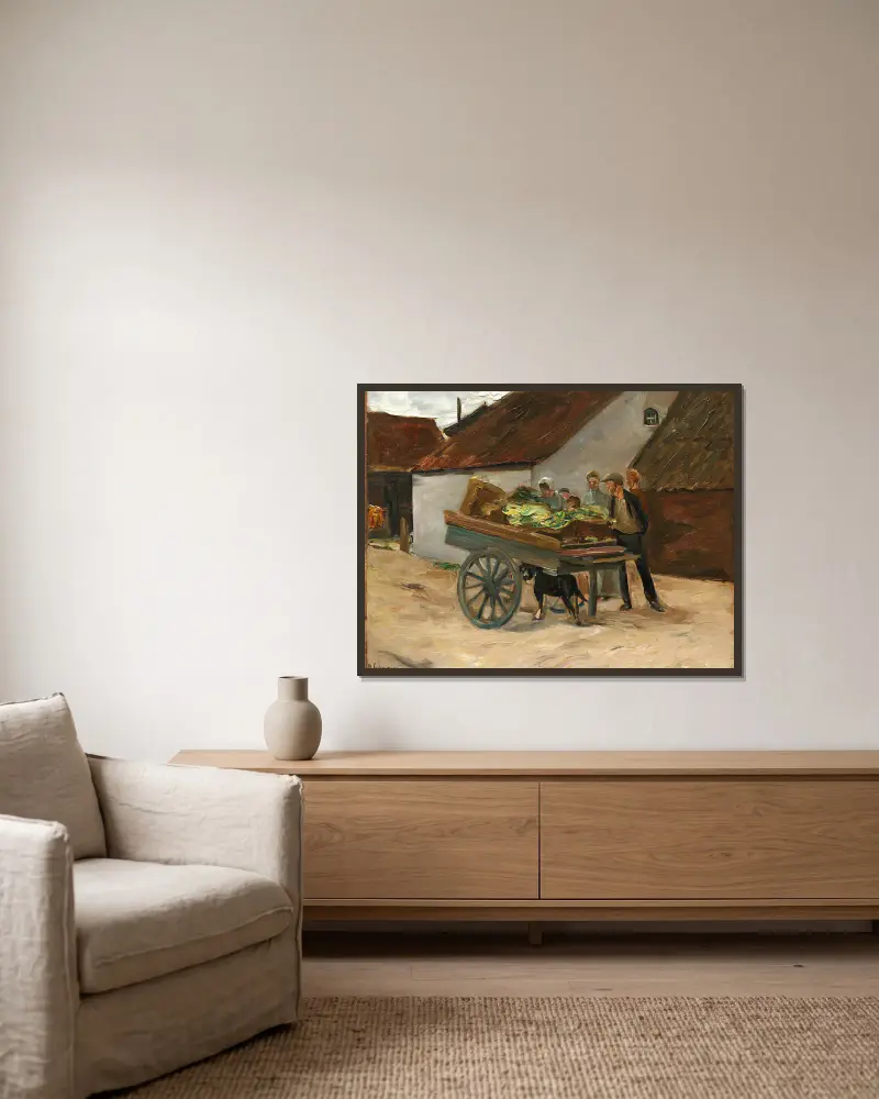 Gemüsekarren – Hundekarren von Max Liebermann gerahmt an einer Wand