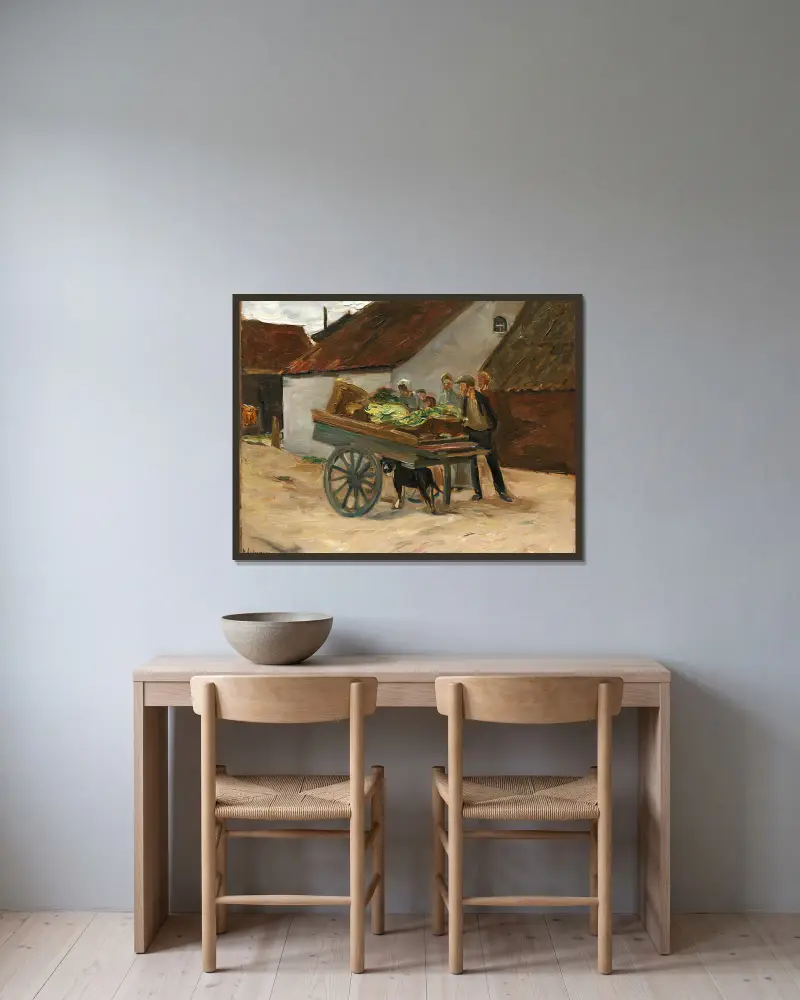 Gemüsekarren – Hundekarren von Max Liebermann gerahmt an einer Wand