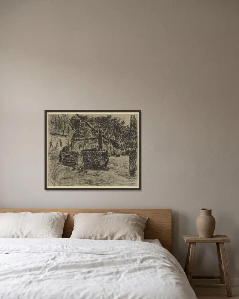 Bybrunnen av Max Liebermann inramad på en vägg