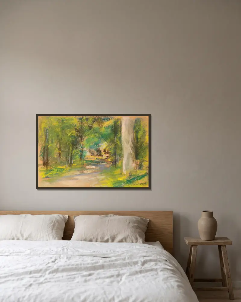 Väg i skogen av Max Liebermann inramad på en vägg