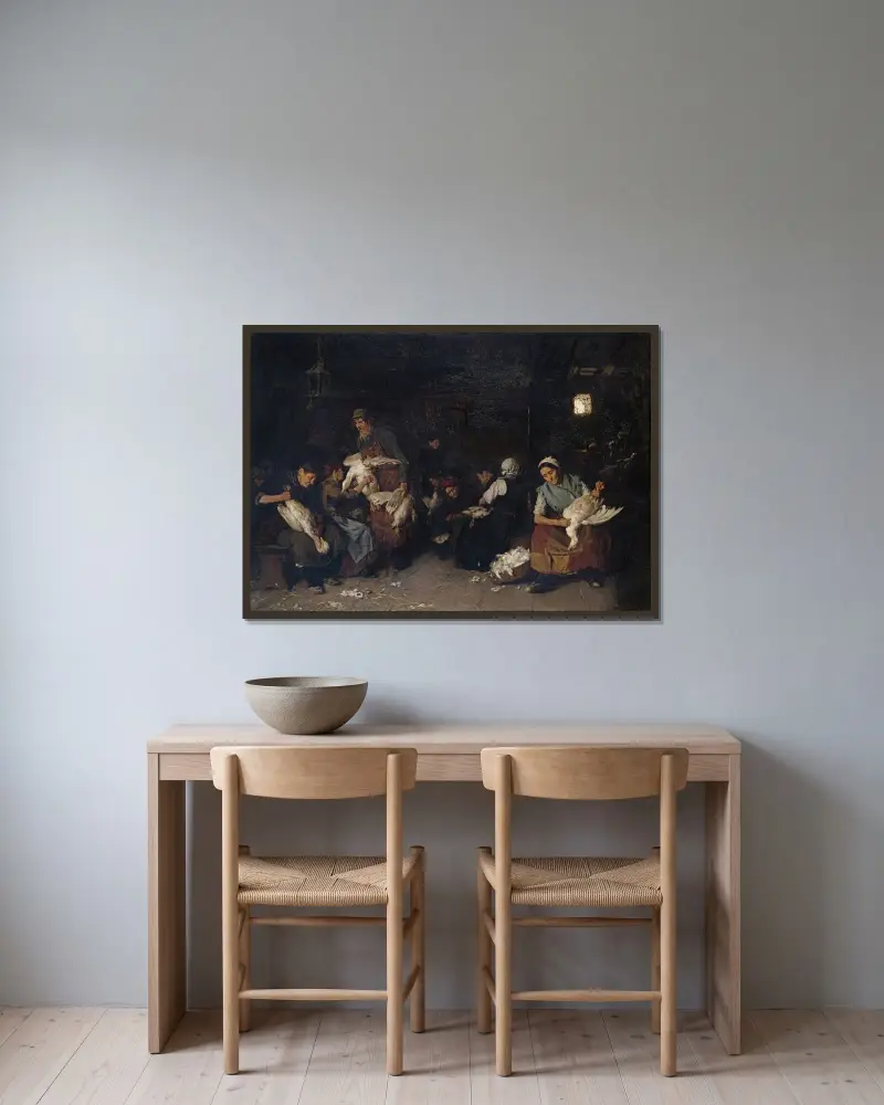 Kvinnor som plockar gäss av Max Liebermann inramad på en vägg