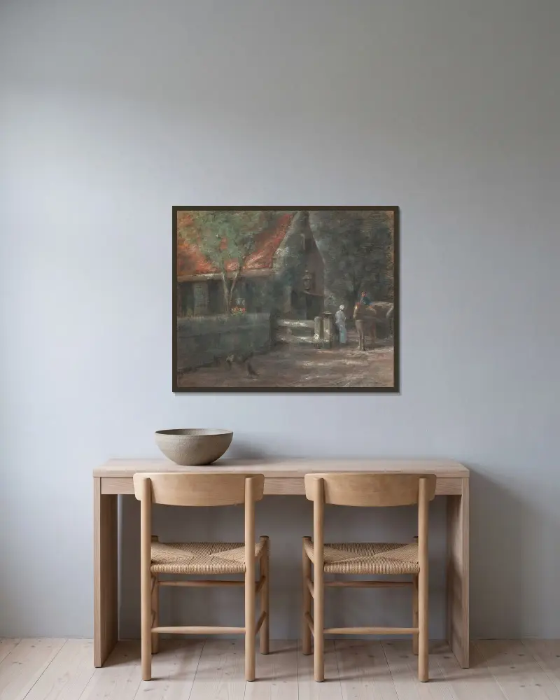 Tullhuset vid Zandvoort (Posten i skogen) av Max Liebermann inramad på en vägg