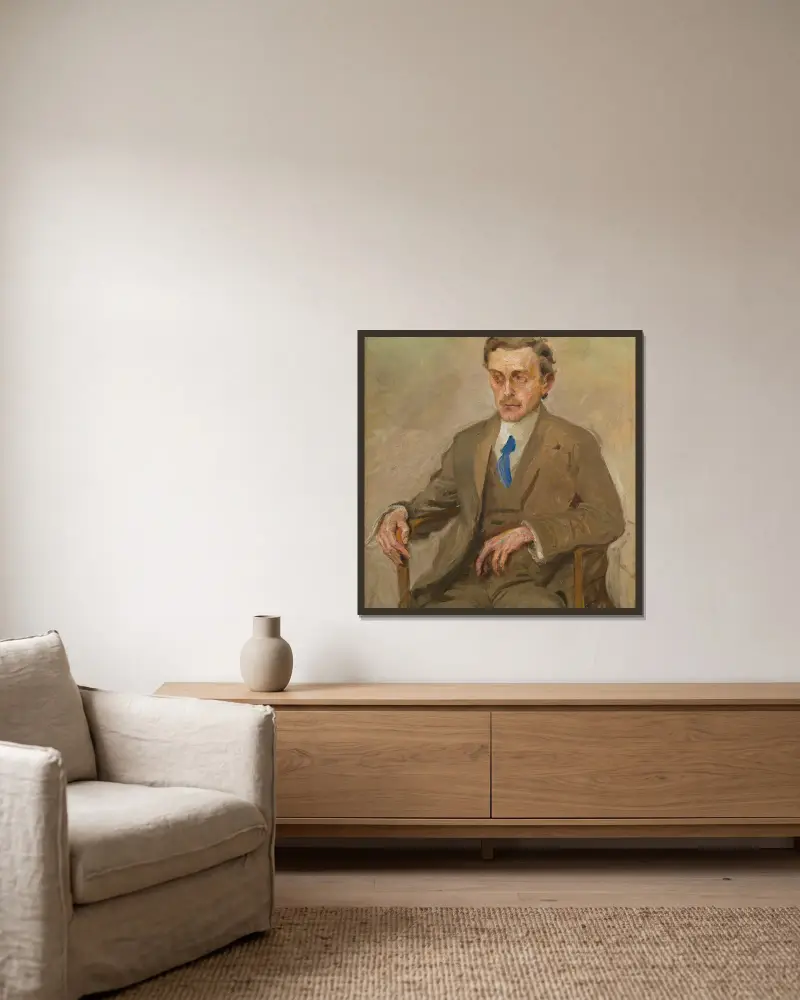 Porträt Adolf Loos von Max Oppenheimer gerahmt an einer Wand
