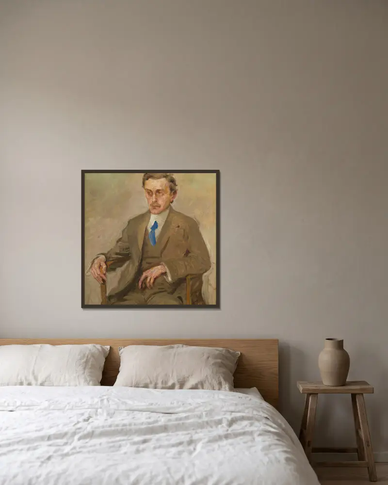 Porträt Adolf Loos von Max Oppenheimer gerahmt an einer Wand