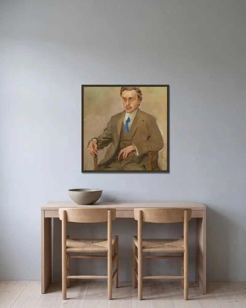 Porträt Adolf Loos von Max Oppenheimer gerahmt an einer Wand