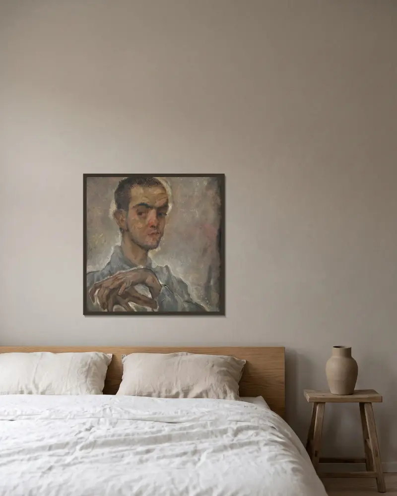 Porträt Egon Schiele av Max Oppenheimer inramad på en vägg