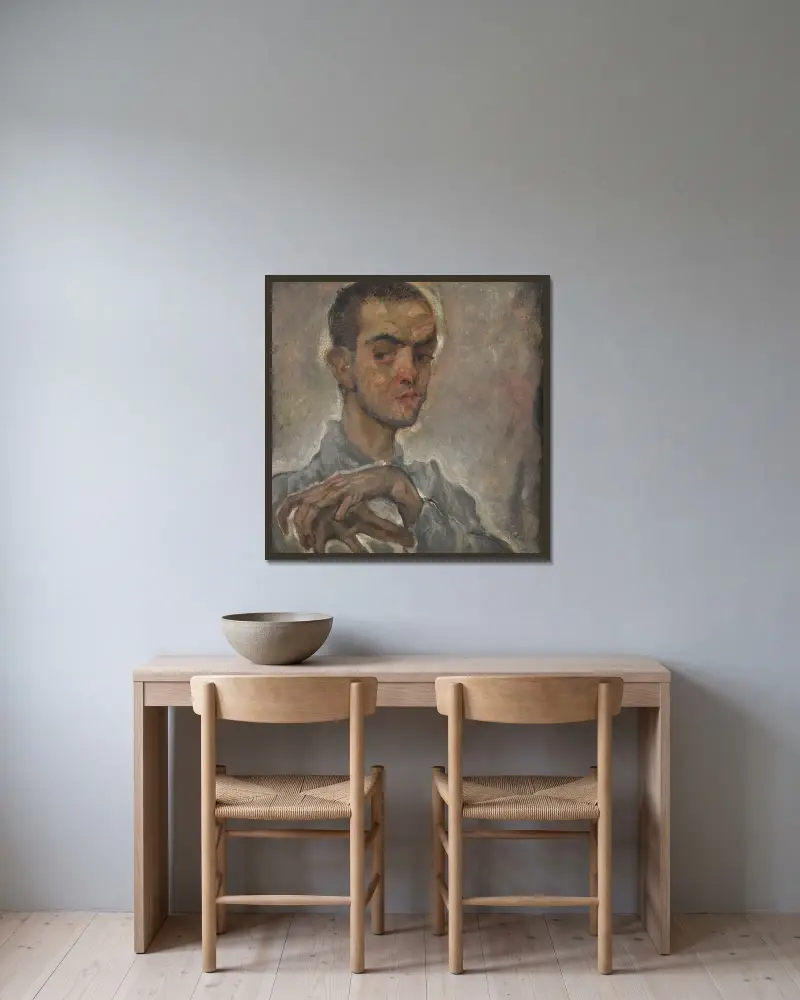 Porträt Egon Schiele av Max Oppenheimer inramad på en vägg