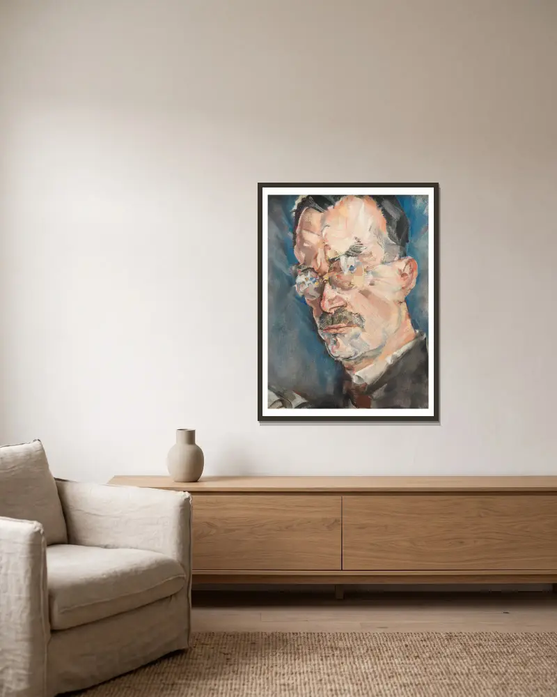 Thomas Mann von Max Oppenheimer gerahmt an einer Wand