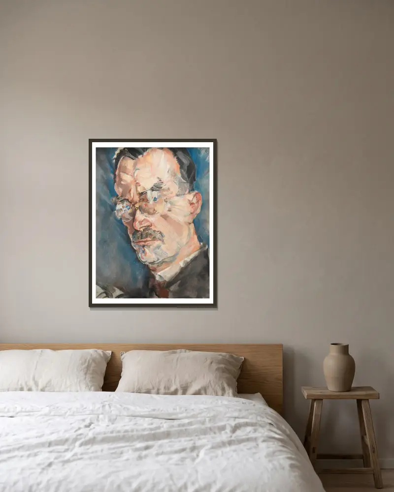 Thomas Mann von Max Oppenheimer gerahmt an einer Wand