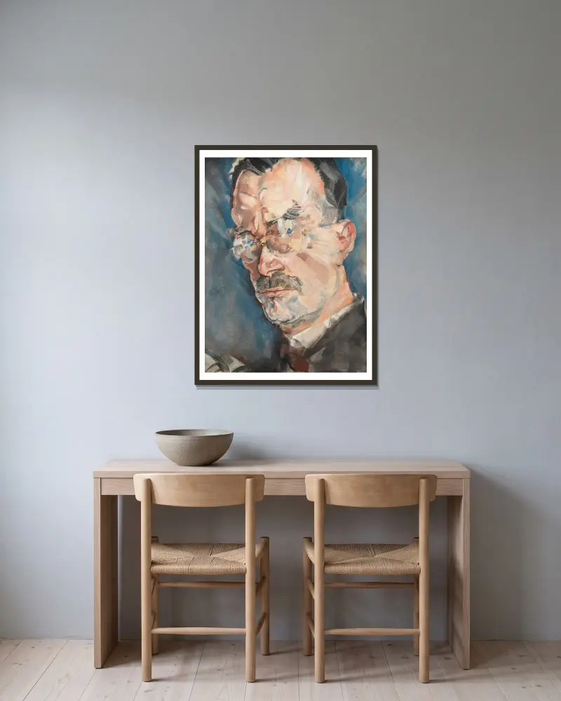 Thomas Mann von Max Oppenheimer gerahmt an einer Wand