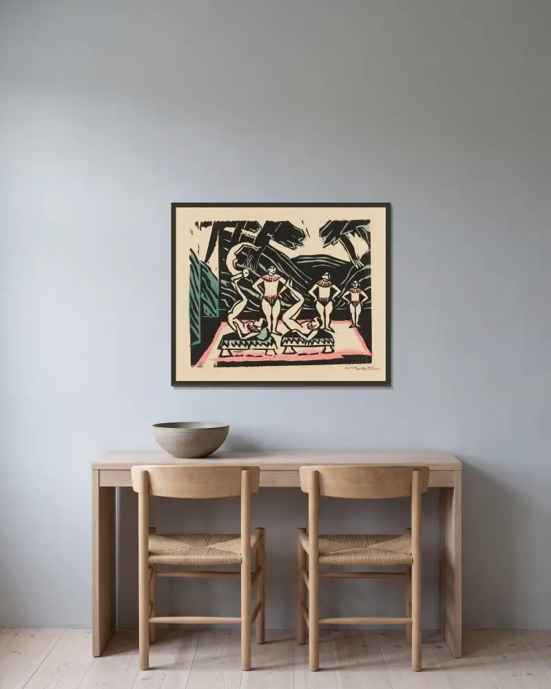 Akrobaten III, Hermann Max Pechstein w ramie na ścianie