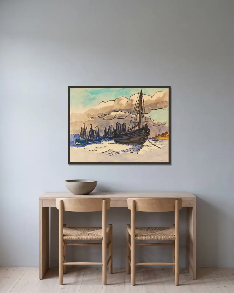 Aufkommende Flut von Hermann Max Pechstein gerahmt an einer Wand