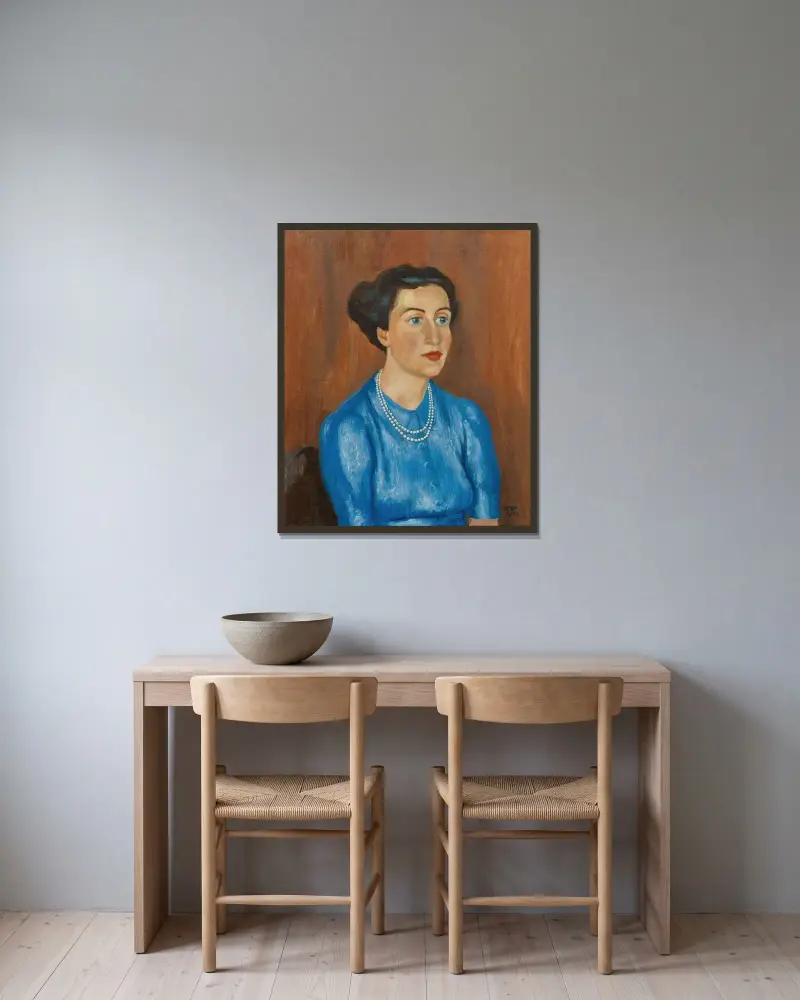 Porträtt av Elinor Laven av Hermann Max Pechstein inramad på en vägg