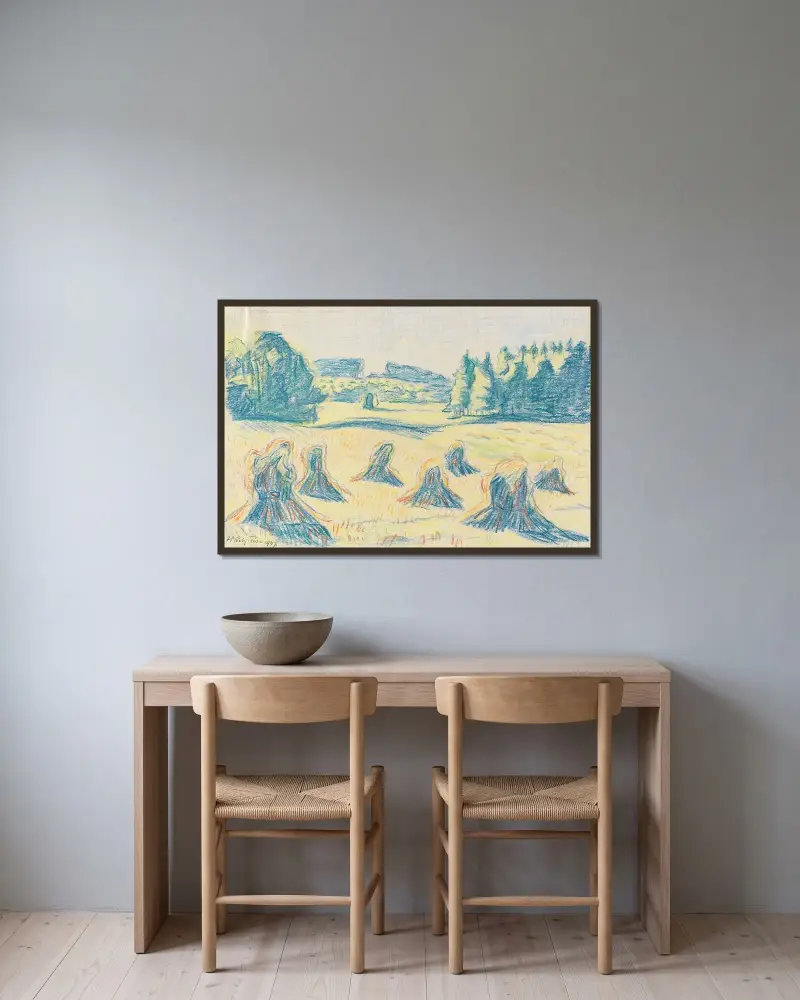 Blå majsstjälkar på en skogsäng av Hermann Max Pechstein inramad på en vägg