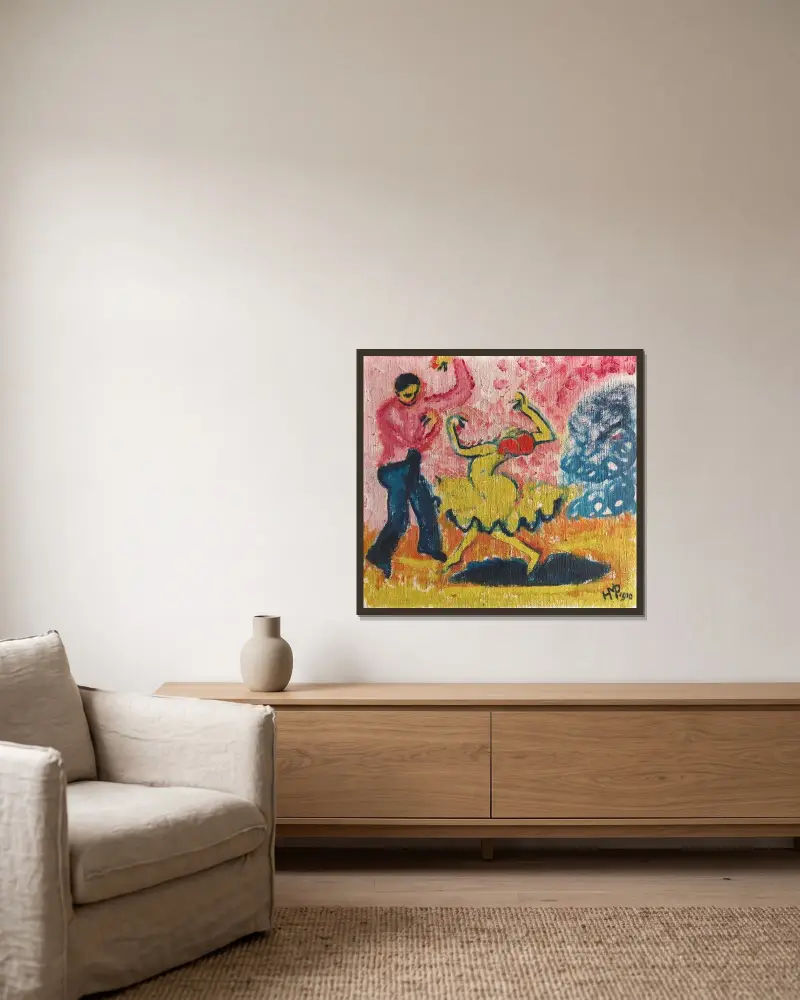 Tänzerin von Hermann Max Pechstein gerahmt an einer Wand