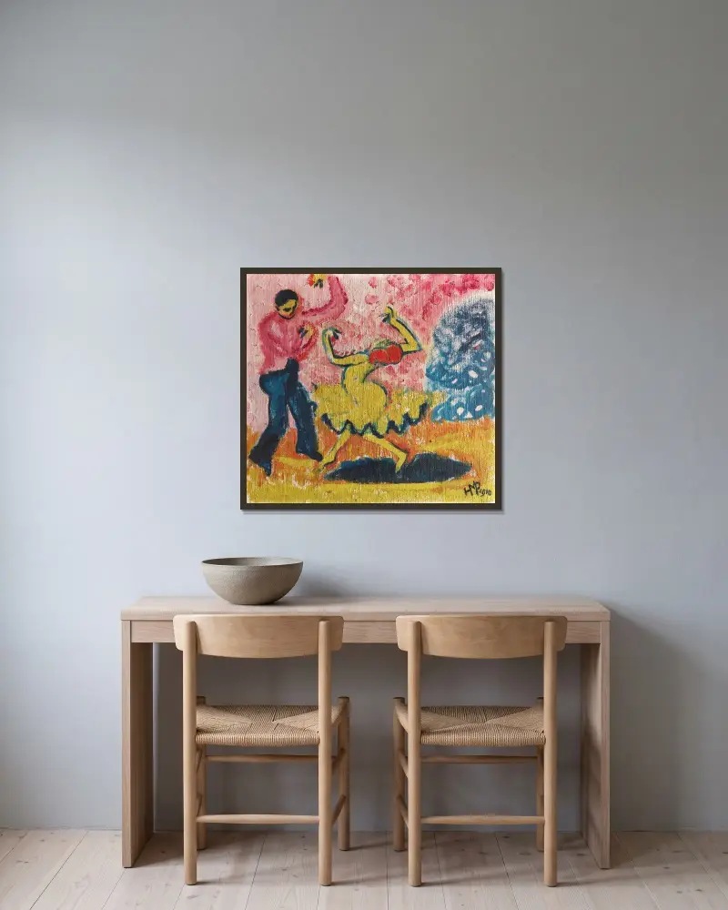 Tänzerin von Hermann Max Pechstein gerahmt an einer Wand