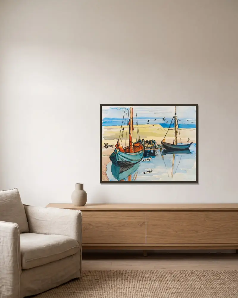 Fishing boats, Hermann Max Pechstein w ramie na ścianie
