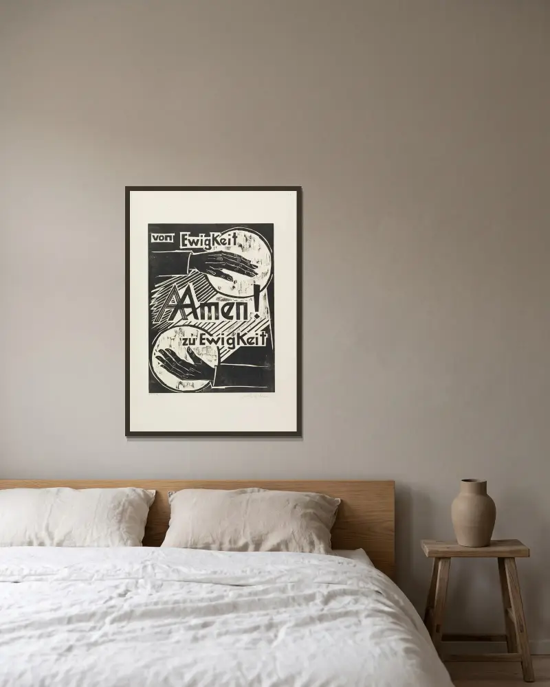 For ever and ever Amen (Von Ewigkeit zu Ewigkeit Amen) von Hermann Max Pechstein gerahmt an einer Wand