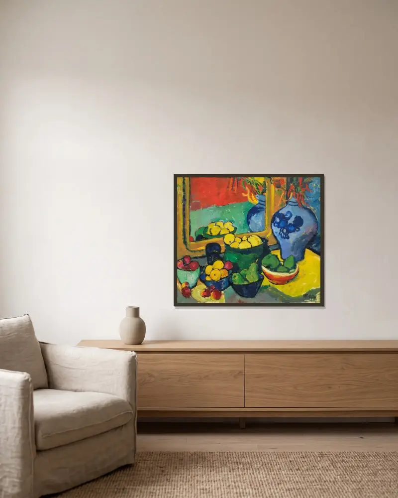 Frukter av Hermann Max Pechstein inramad på en vägg