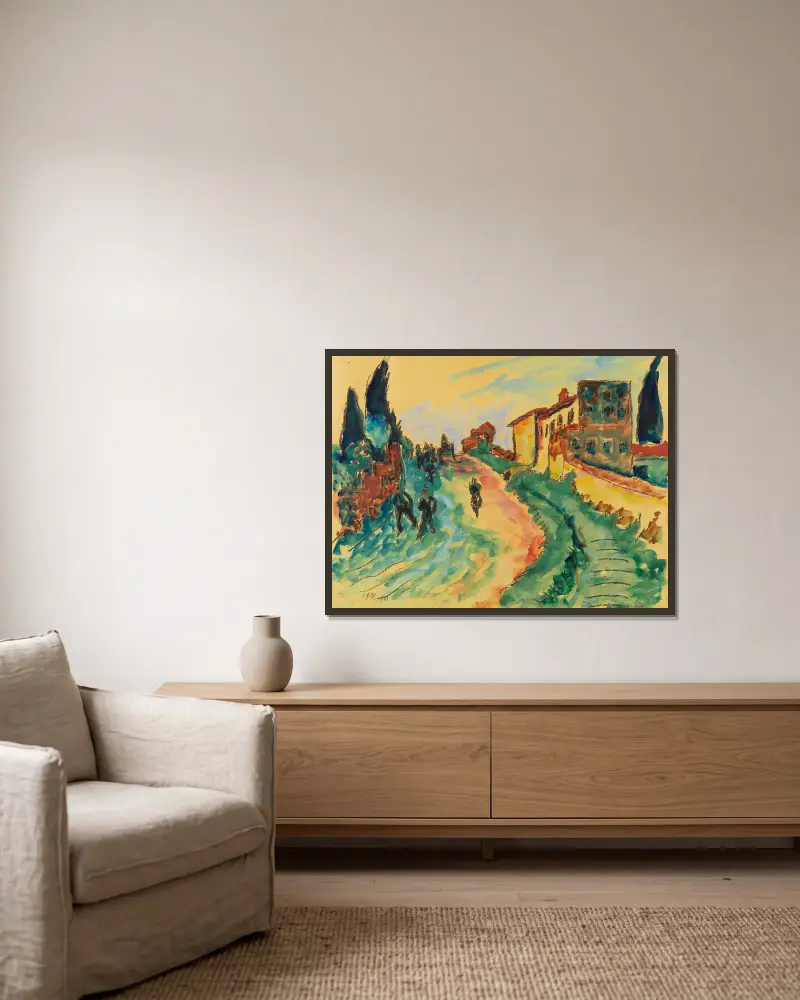 Italská krajina, Hermann Max Pechstein v rámu na stěně