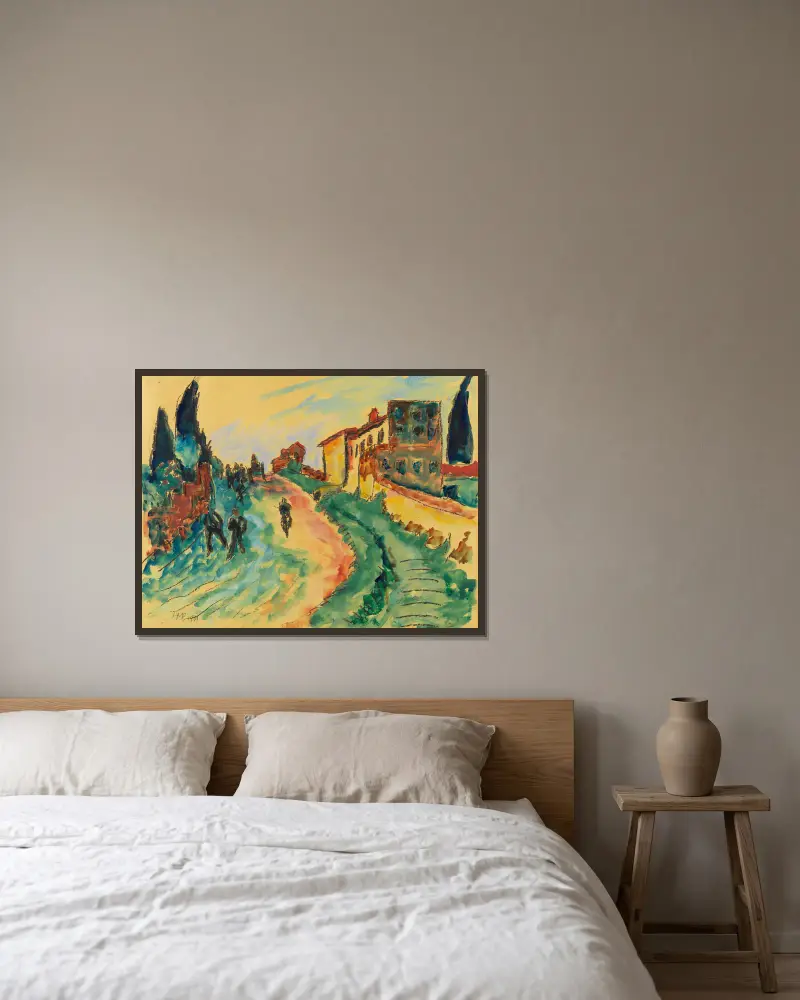 Italská krajina, Hermann Max Pechstein v rámu na stěně