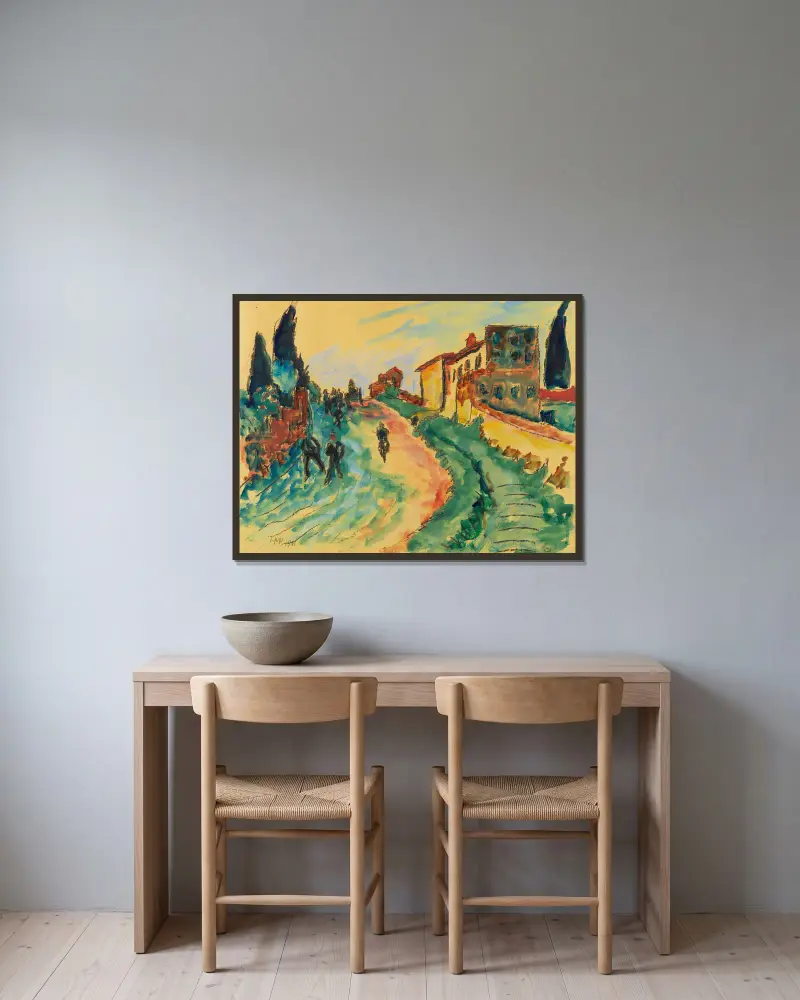 Italská krajina, Hermann Max Pechstein v rámu na stěně