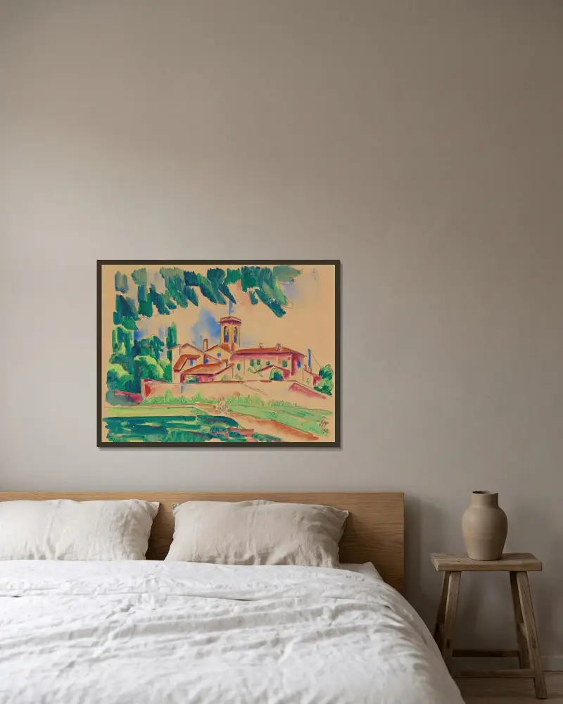 Kloster von San Gimignano av Hermann Max Pechstein inramad på en vägg