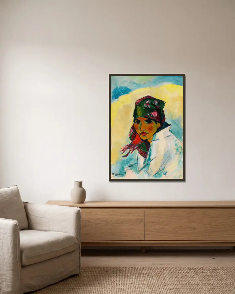 Lotte s šátkem, Hermann Max Pechstein v rámu na stěně
