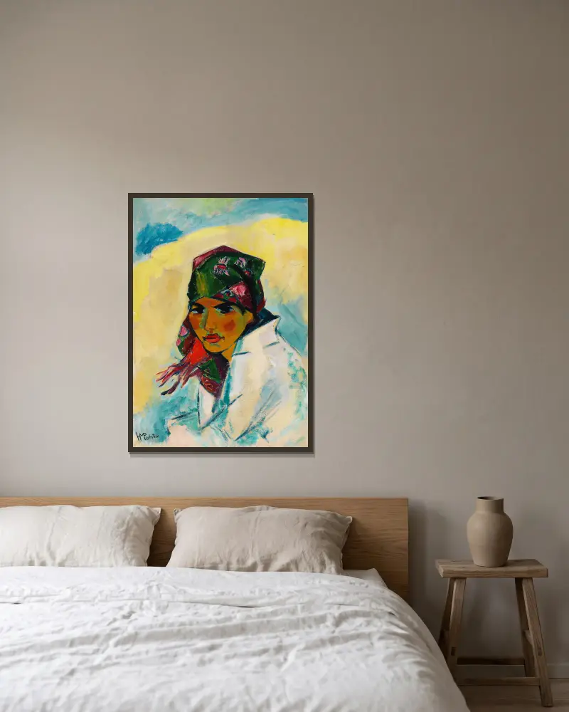 Lotte s šátkem, Hermann Max Pechstein v rámu na stěně
