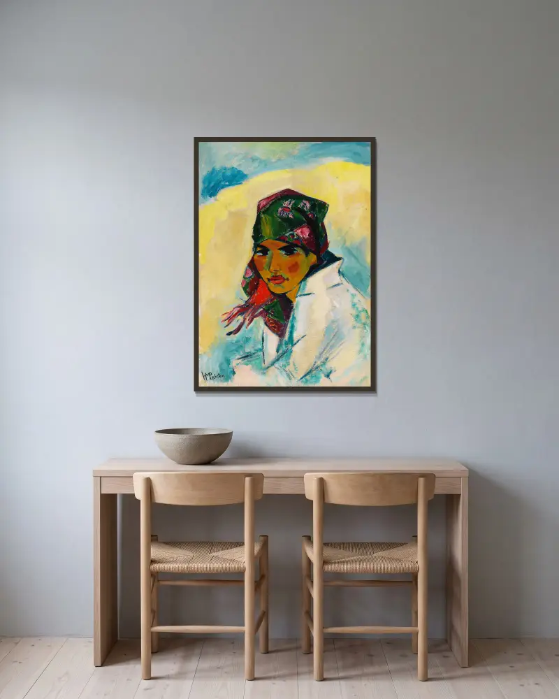 Lotte s šátkem, Hermann Max Pechstein v rámu na stěně