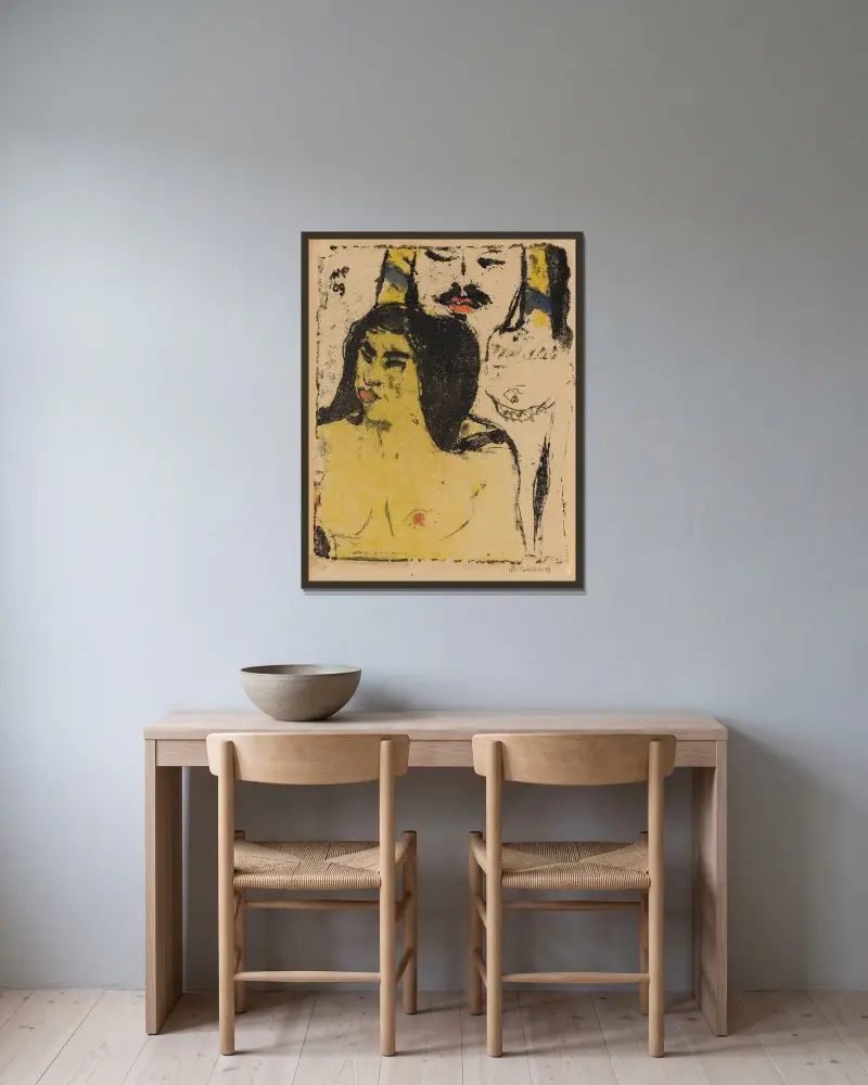 Man och kvinna av Hermann Max Pechstein inramad på en vägg