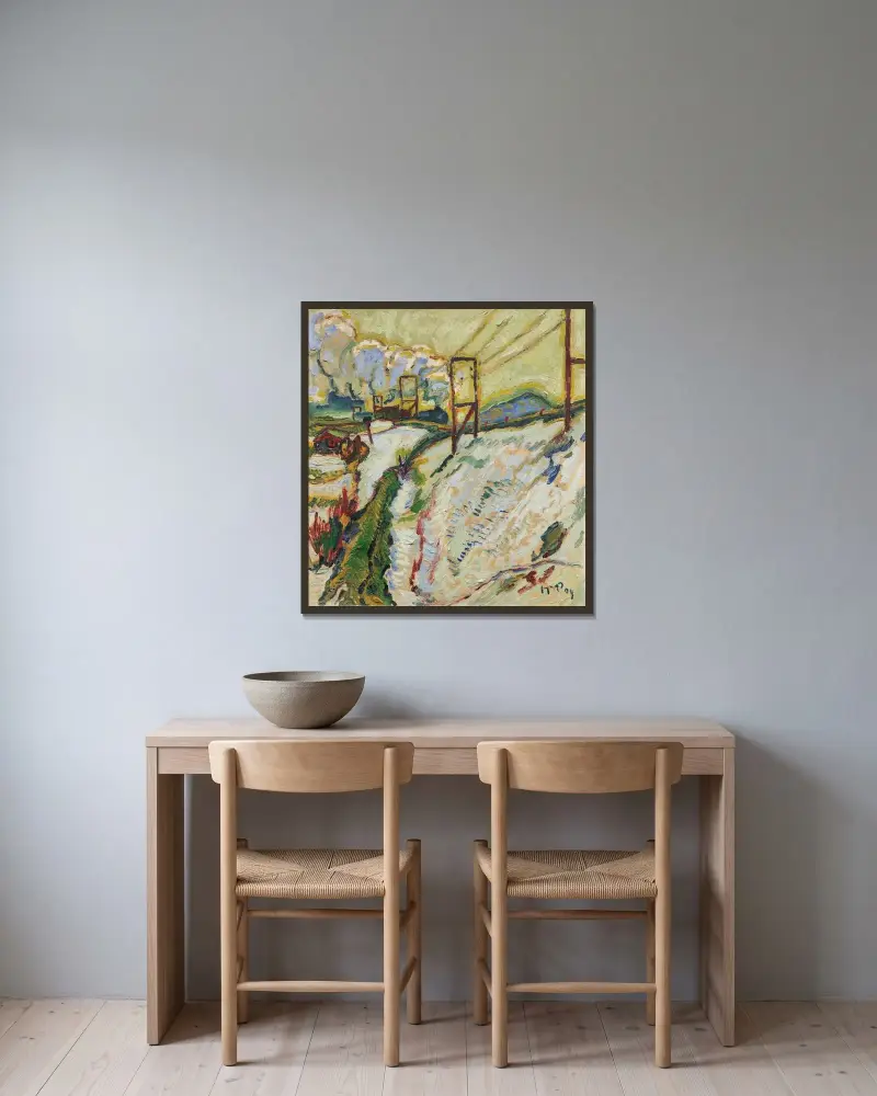 Marssnö; Järnvägsbanken av Hermann Max Pechstein inramad på en vägg