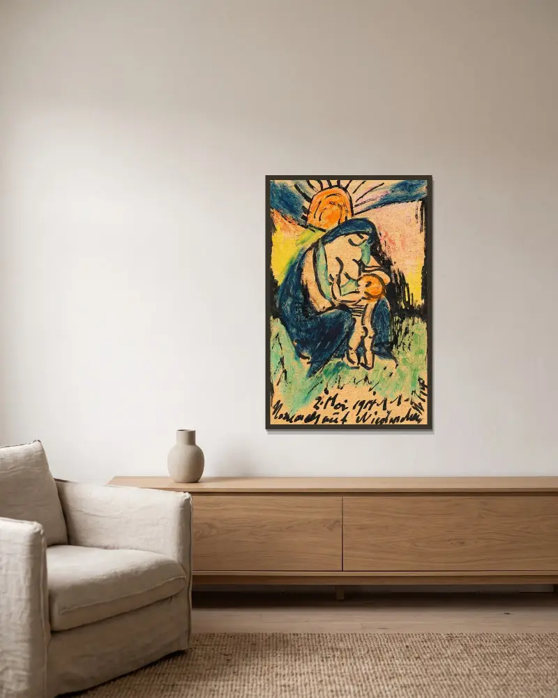 Mother with child von Hermann Max Pechstein gerahmt an einer Wand