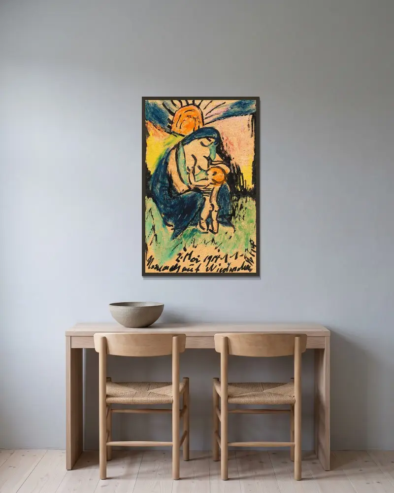 Mother with child von Hermann Max Pechstein gerahmt an einer Wand