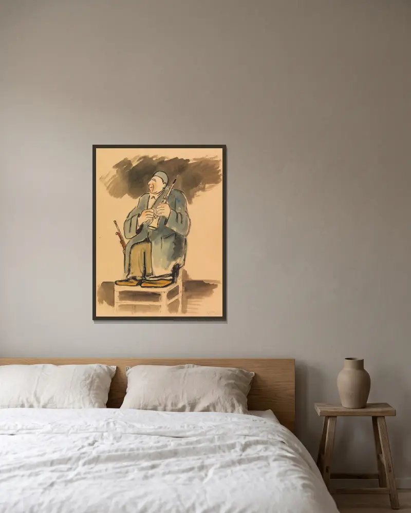 Musikal-Clown Grock von Hermann Max Pechstein gerahmt an einer Wand