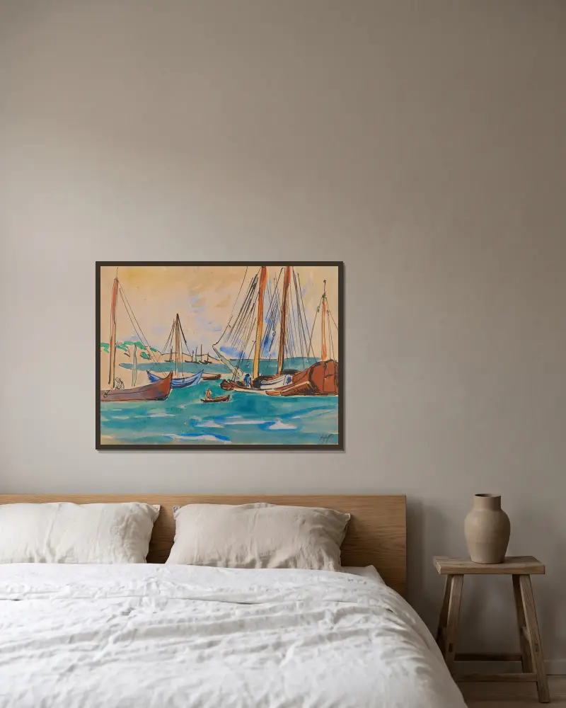 Am Hafen von Nidden von Hermann Max Pechstein gerahmt an einer Wand