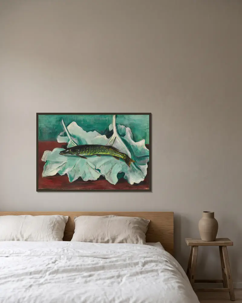 Pike on Leaves von Hermann Max Pechstein gerahmt an einer Wand