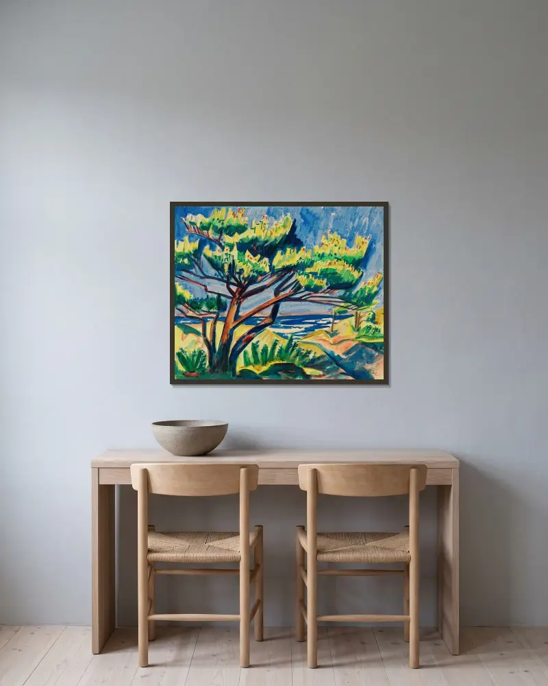 Tall i dynerna av Hermann Max Pechstein inramad på en vägg