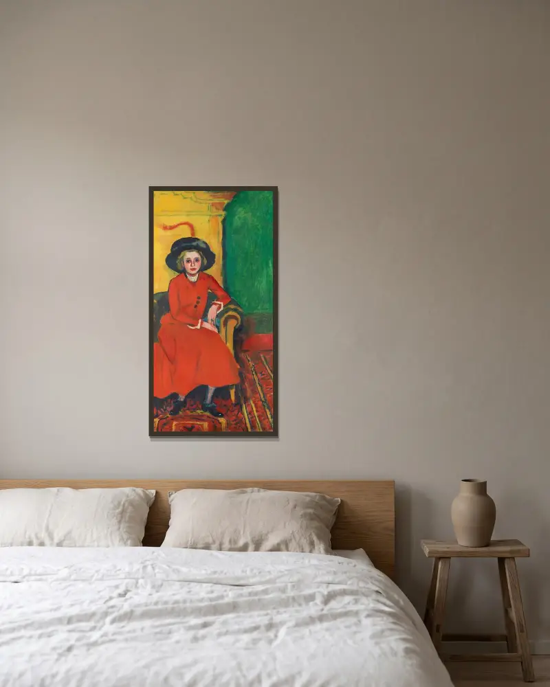 Porträtt av Charlotte Cuhrt av Hermann Max Pechstein inramad på en vägg