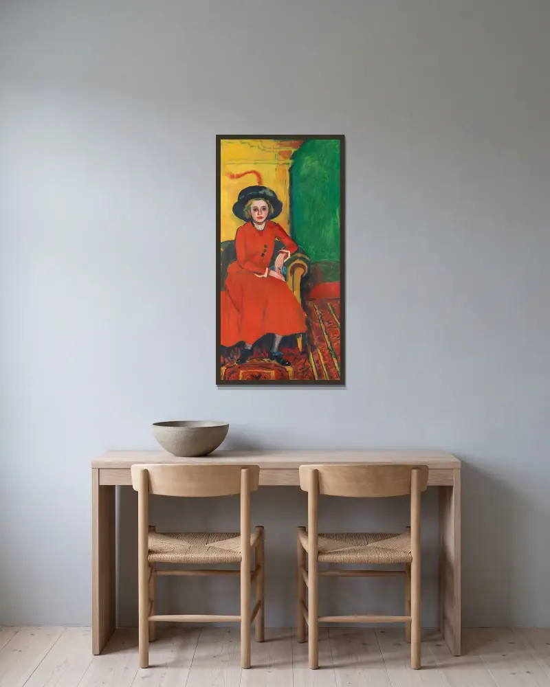 Porträtt av Charlotte Cuhrt av Hermann Max Pechstein inramad på en vägg