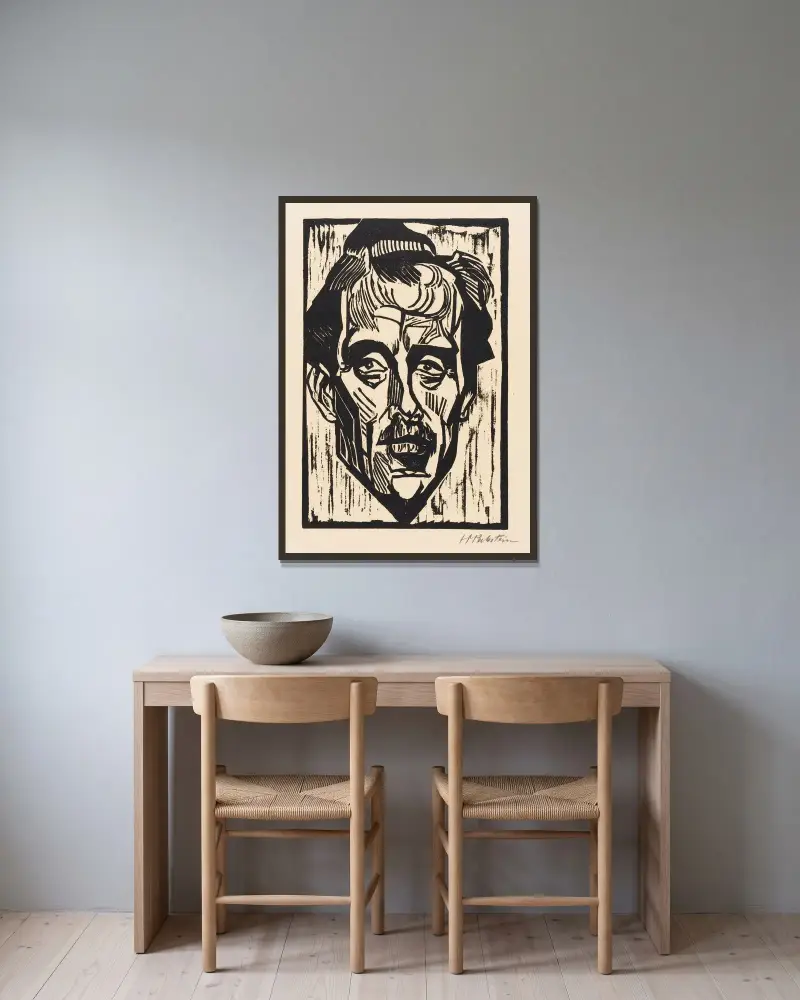 Porträtt av Dr. Freundlich av Hermann Max Pechstein inramad på en vägg