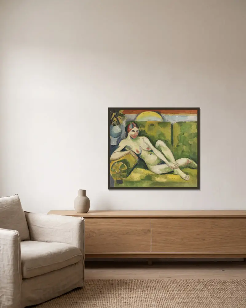 Reclining nude, Hermann Max Pechstein w ramie na ścianie