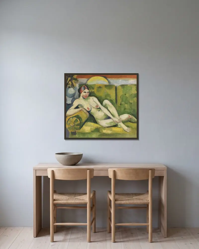 Reclining nude, Hermann Max Pechstein w ramie na ścianie