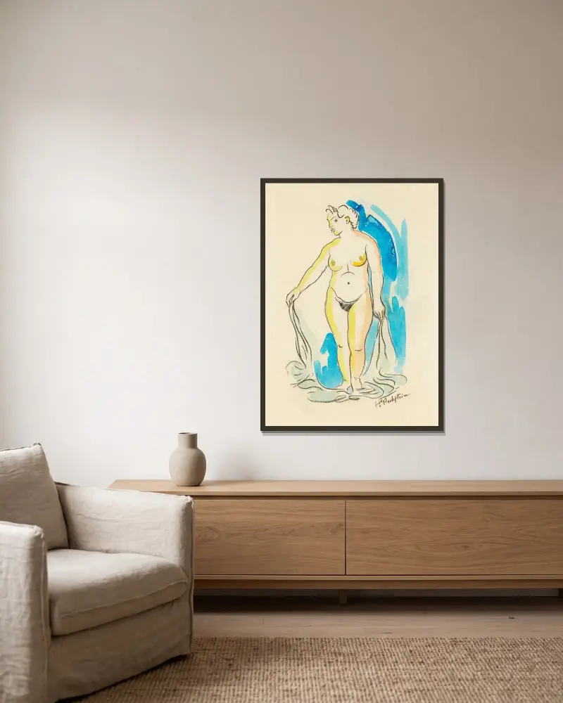 Standing female nude (nymph), Hermann Max Pechstein w ramie na ścianie