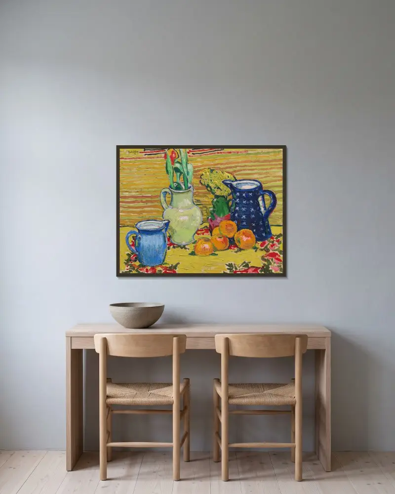 Still Life with Oranges, Hermann Max Pechstein w ramie na ścianie