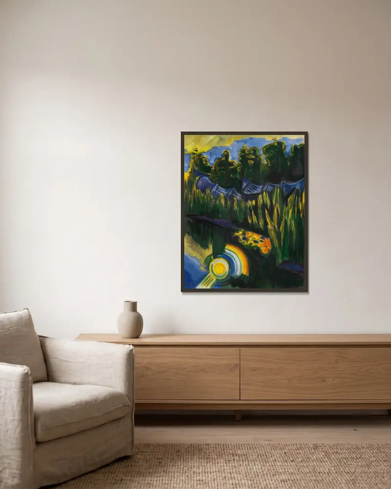Sol i vassen av Hermann Max Pechstein inramad på en vägg