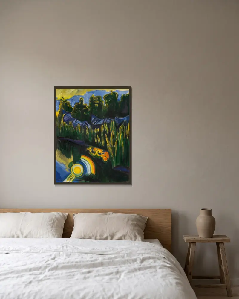 Sol i vassen av Hermann Max Pechstein inramad på en vägg