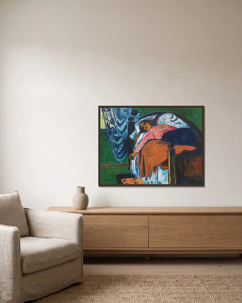 Leżąca kobieta, Hermann Max Pechstein w ramie na ścianie